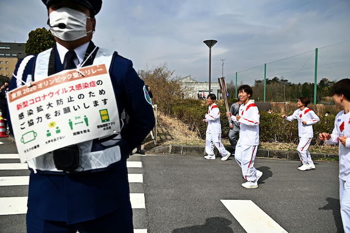 コロナ下の聖火リレー、東京五輪、福島 コロナ下の聖火リレー、東京五輪、福島