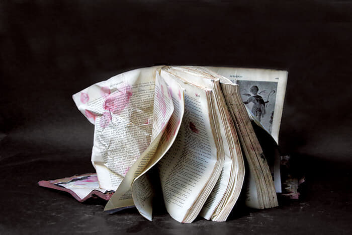 パトリツィア・ゼラノ（Patrizia Zelano）<br />
 ＜シリーズタイトル＞ 『ヴェネツィアの高潮』<br />
（Acqua Alta a Venezia）<br />
 ＜作品タイトル＞アクア・アルタ・ア・ヴェネツィア #24（2019年）<br />
▶2019年にヴェネツィアを襲った高潮の被害から救出した百科事典、科学論文、文学作品などの書物を撮影し、文化のもろさと回復力を示している<br />
Credit: Courtesy Patrizia Zelano and Zamagni Arte, Rimini