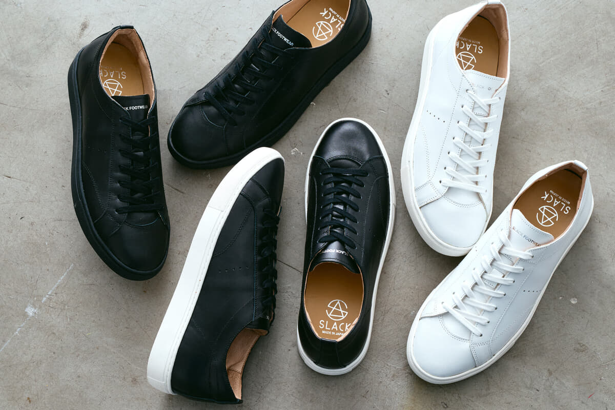 ヒロ　SLACK スラック　ブラックレザー スニーカー　26センチ SLACK FOOTWEAR ビジネスシューズ レザースニーカー Uチップ