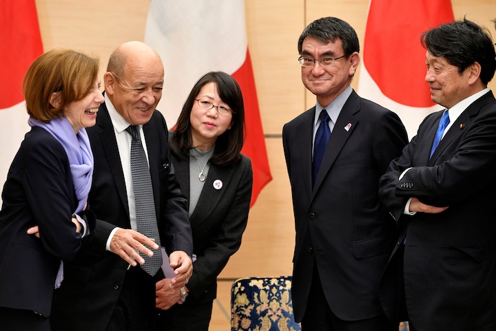日仏外務・防衛閣僚会合、「特別なパートナーシップ」に中国の影 日仏外務・防衛閣僚会合、「特別なパートナーシップ」に中国の影